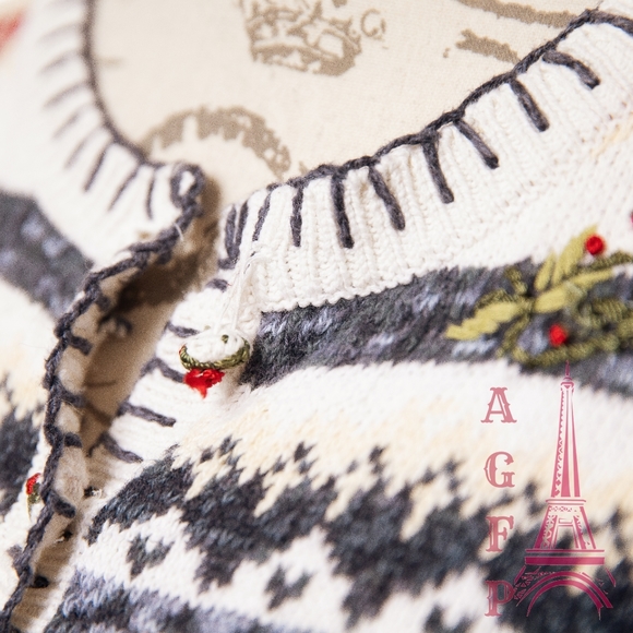 Heirloom Collectibles vintage hearts ugly Christmas chunky knit sweater cardigan - Picture 4 of 16